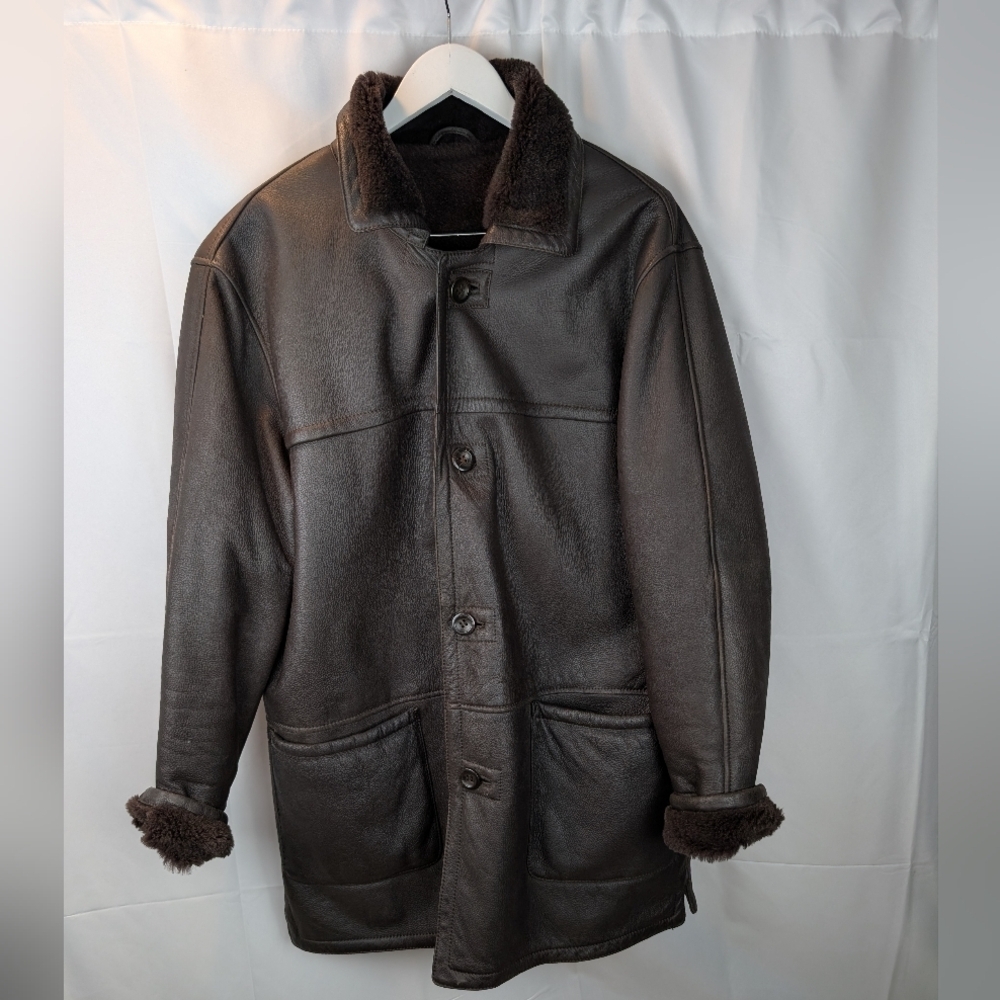 Danier Men's Brown Shearling Coat Size L In VGUC